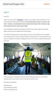 contribution to victim of earthquakes in Syria and Turkey