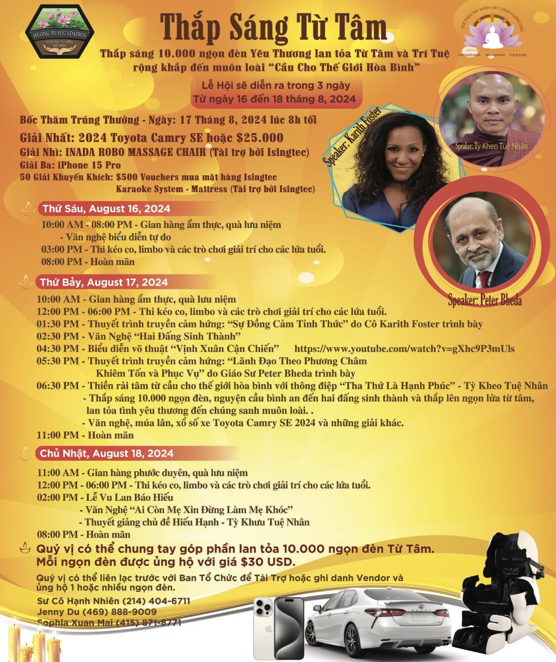 Thắp Sáng Từ Tâm - lịch trình mới