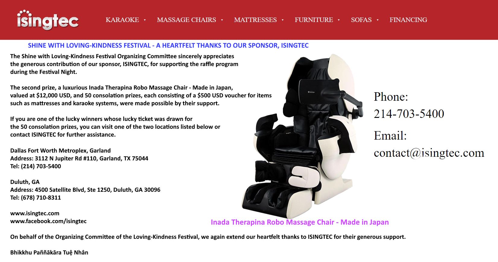 Thanks Isingtec Shine with Loving Kindness