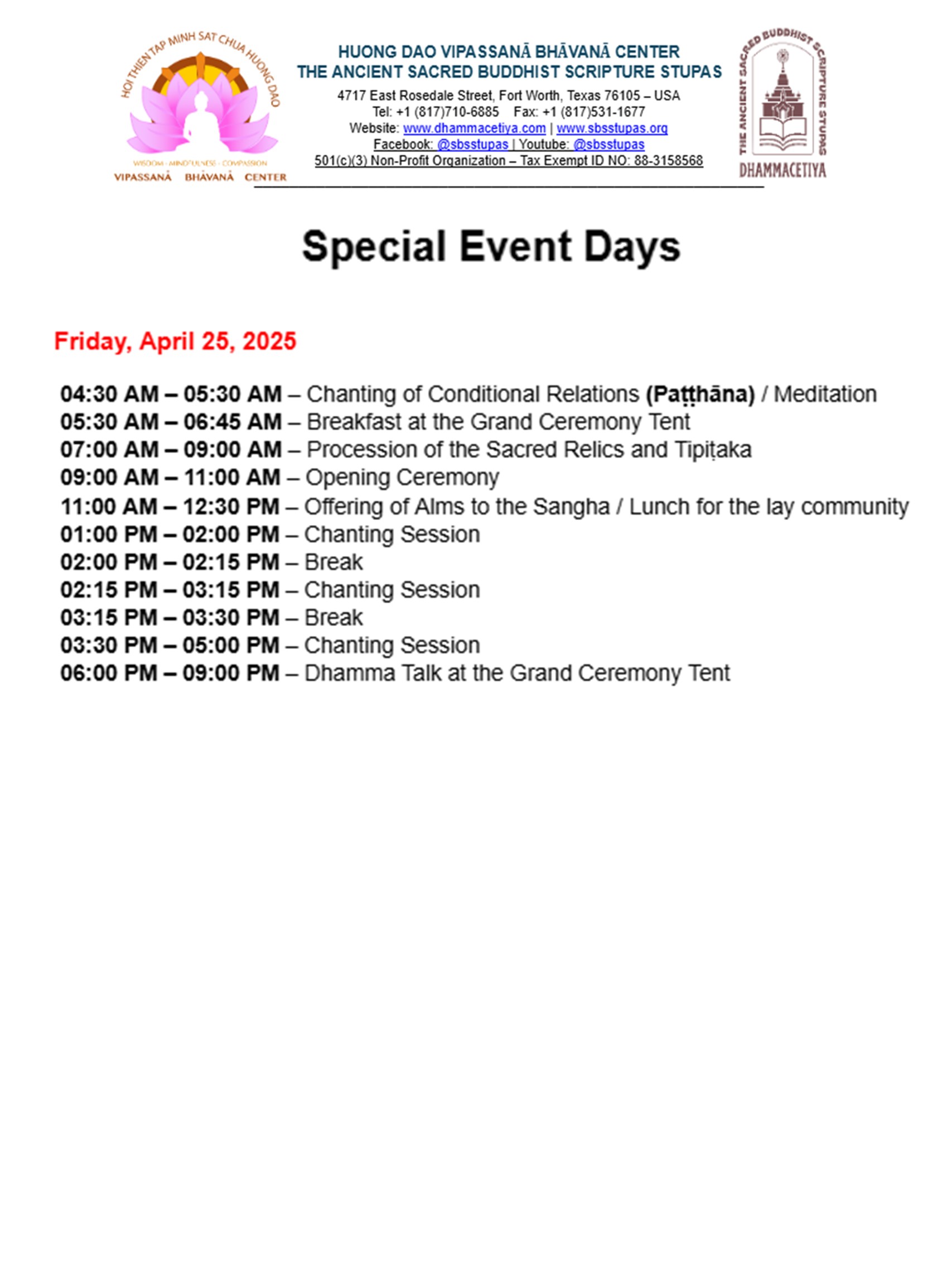 10 days event schedule 2025 3