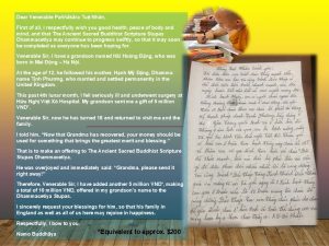 a letter to Venerable Pannakara Tue Nhan