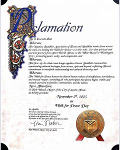 Proclamation for Walk For Peace by City of Austin