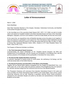 Vesak 2026 letter of annoucement